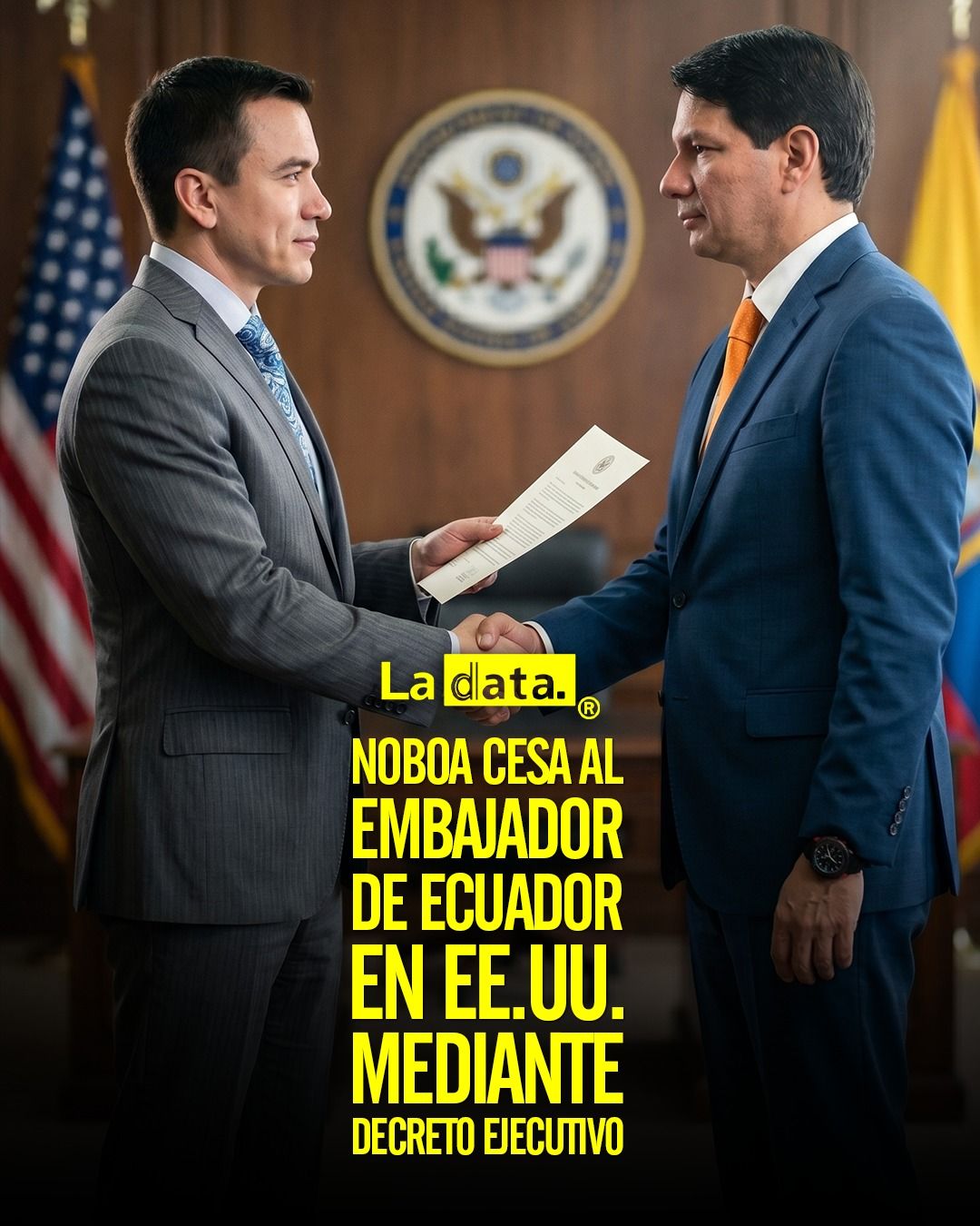 El presidente Daniel Noboa firmó el Decreto Ejecutivo N.º 367, con el que da por terminadas las funciones de Pablo Agustín Za