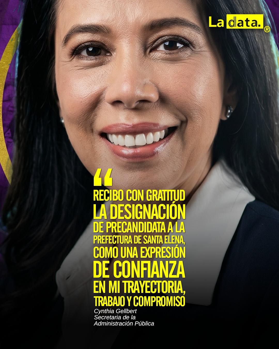 Recibo con gratitud la designación de precandidata a la Prefectura de Santa Elena, como una expresión de confianza en mi trayectoria, trabajo y compromiso”