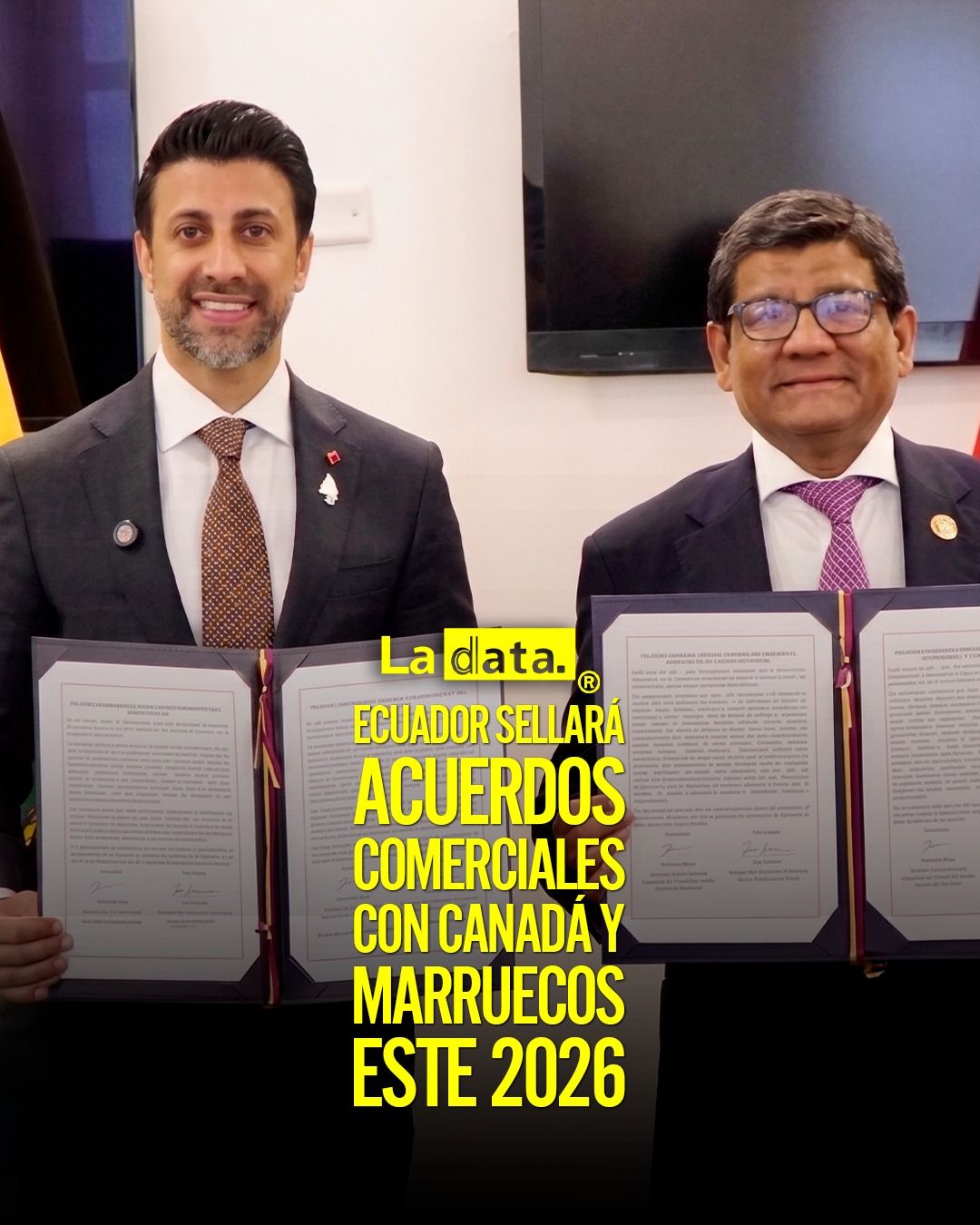 Ecuador sellará acuerdos comerciales con Canadá y Marruecos este 2026.