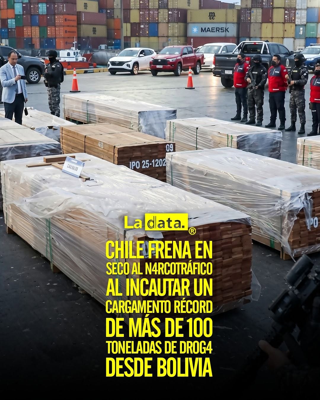 Chile frena en seco al n4rcotráfico al incautar un cargamento récord de más de 100 toneladas de drog4 desde Bolivia.
